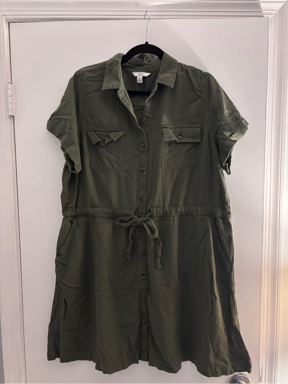 croft & barrow Olive Green Women’s Mini Dress with Elastic Waist & Pockets